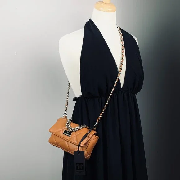 🌸 Laura Di Maggio Bag - Brown Quilted Leather Bag - NWT - Picture 2 of 8